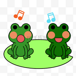 动物模板下载图片_两只唱歌的青蛙卡通素材下载