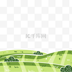绿色手绘边框图片_草坪草地底部边框插画风绿地草原
