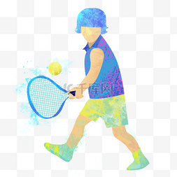 运动的的小孩图片_打网球的小孩