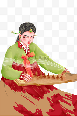 朝鲜族女子弹琴