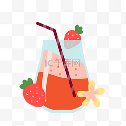玻璃杯装饰草莓汁