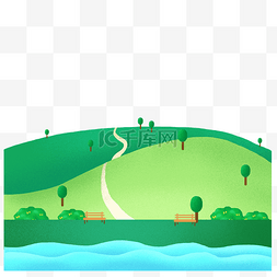 绿色树木草地图片_绿色草地山坡免抠PNG素材