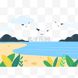 沙滩海鸥图片_海边海滩海景