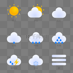 天气app套图图片_卡通矢量气象符号图标套图天气ico