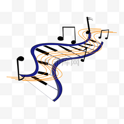 漂浮的音乐符号图片_钢琴琴键音符插画