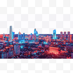 俯瞰夜景图片_赛博朋克风天津城市夜景风光