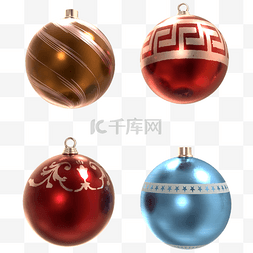 圣诞装饰3d图片_复杂花纹的彩色3d圣诞球