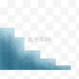 长方形简单图片_手绘卡通蓝色台阶免扣元素