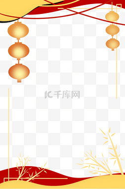 传统剪纸海报图片_中秋节花灯元素剪纸风边框