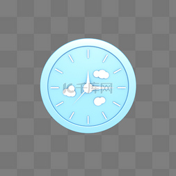 蓝色白云清新图片_C4D立体小清新仿真时钟