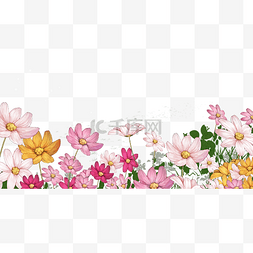 粉红色花丛图片_粉红色黄色可爱花丛花朵