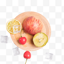 条纹苹果图片_水果组合条纹苹果柠檬猕猴桃红色