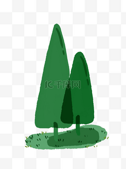 树手绘森林图片_绿色两棵树涂鸦
