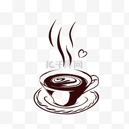 咖啡杯子手绘图片_杯子剪影手绘冒热气的咖啡剪影