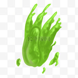 卡通绿色手势液态插图