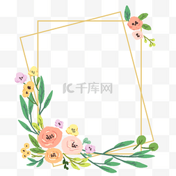 鲜花边框婚礼图片_长方形的花环边框