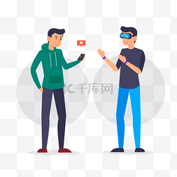 科技vr插画图片_科技智能手机VR眼镜人物素材