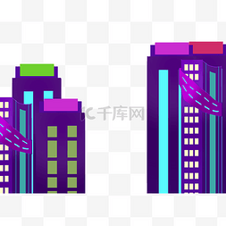 赛博朋克氛围图片_赛博朋克紫色大楼