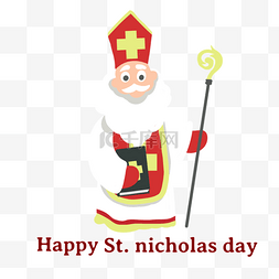 圣尼古拉斯节图片_卡通扁平风格st nicholas day主教