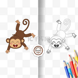 monkey clipart black and white 猴子儿童