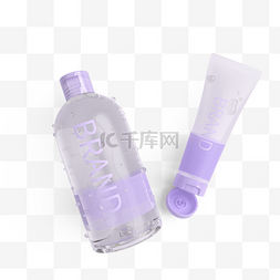 水珠水泡面图片_紫色护肤品透明瓶子元素