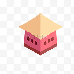 粉红色房子图片_卡通粉红色房子免抠图