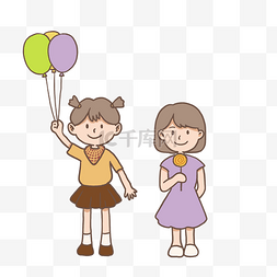 吃的小朋友图片_六一儿童节拿气球吃棒棒糖的小女