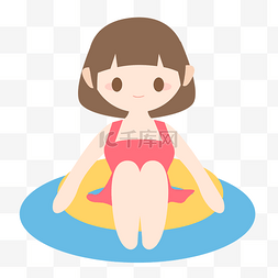 夏日坐在游泳圈上的女孩