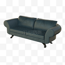 蓝纹皮质沙发
