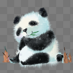 卡通熊猫图片_水彩动物手绘卡通熊猫元素