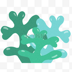 珊瑚插画元素图片_卡通蓝色海藻插画