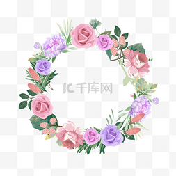 飘浮图片_婚礼花朵花环边框