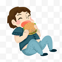 坐小女孩图片_坐着吃汉堡小女孩