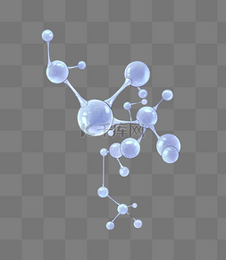 立体分子图片_蓝色的分子链插画