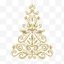 圣诞树花纹图片_圣诞节金色花纹圣诞树