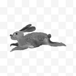 水墨嫦娥图片_水墨中秋节可爱长腿月兔兔子