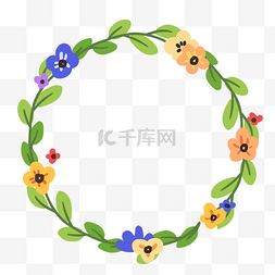 花卉圆形花环图片_黄色小花圆形花环