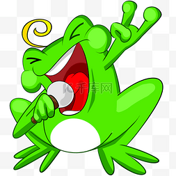 青蛙唱歌卡通插画