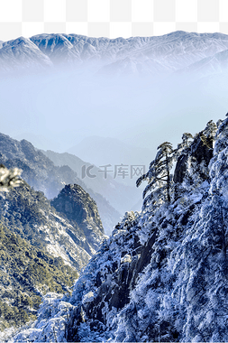 群山图片_树木群山和白雪