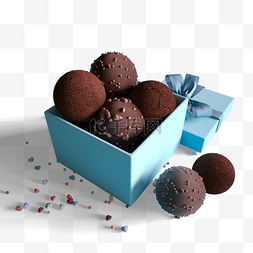 蓝色礼品盒巧克力球