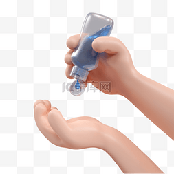 蓝色消毒图片_涂抹消毒液的手3d元素