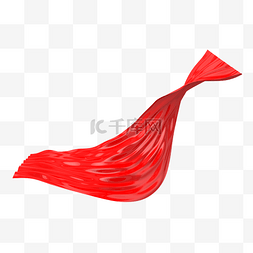 红飘带装饰图片_C4D立体中国红丝带装饰