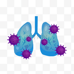 肺炎肺部卡通图片图片_手绘卡通蓝色肺炎病毒插画