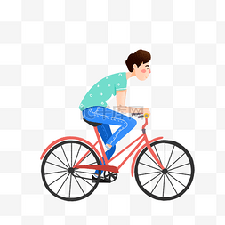 卡通男孩在骑单车免抠图