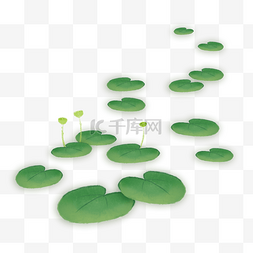 水藻图片_蓝色荷花叶子水藻叶子png素材