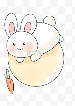 胡萝卜和土图片_卡通白色兔子