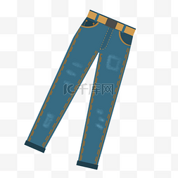 合体直筒长裤图片_蓝色牛仔裤图案
