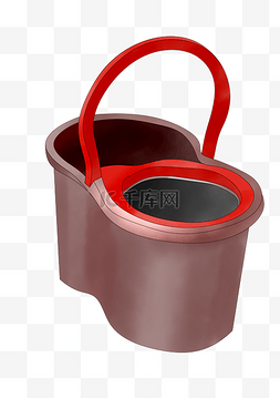 卡通塑料桶图片_褐色拖布桶卡通插画