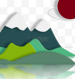 河流水电站图片_纸板插画山脉与河流