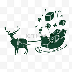 圣诞易拉宝图片_圣诞麋鹿拉雪车剪纸